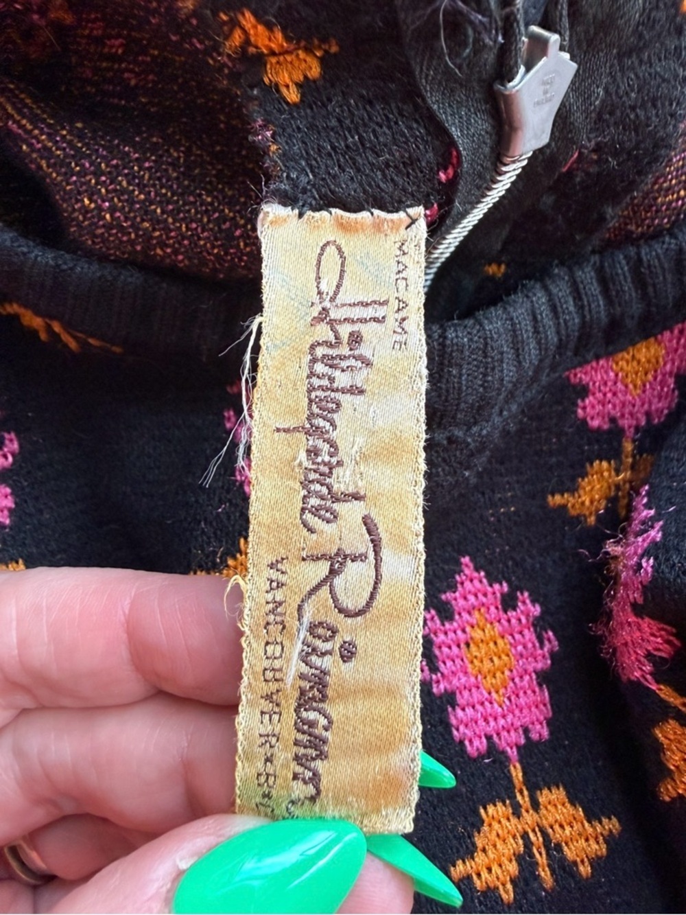 Vintage Johnathan Martin Black Floral Knit Dress with Pink & Gold Pattern Size S - Picture 4 of 16